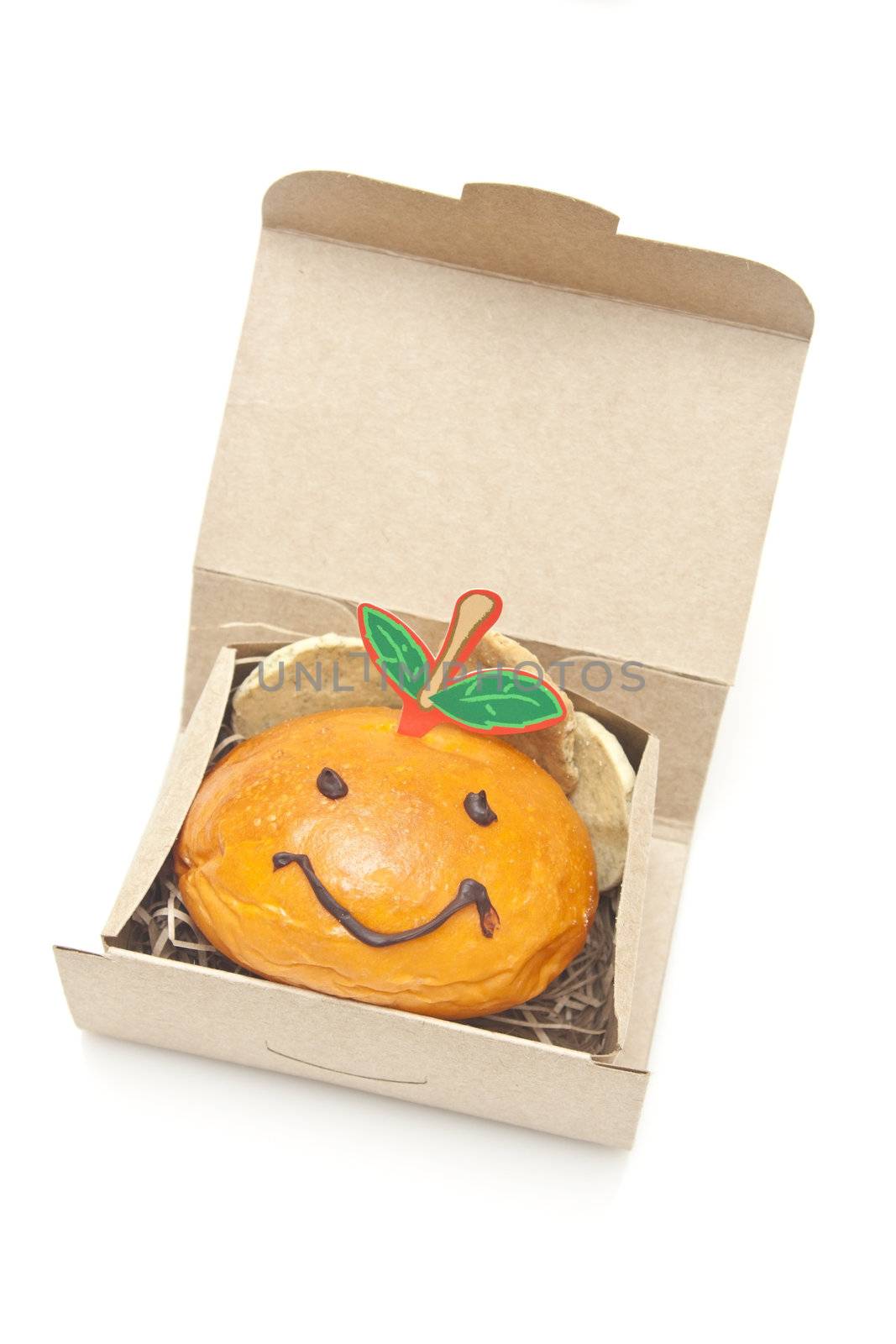 Smiley face bread in box