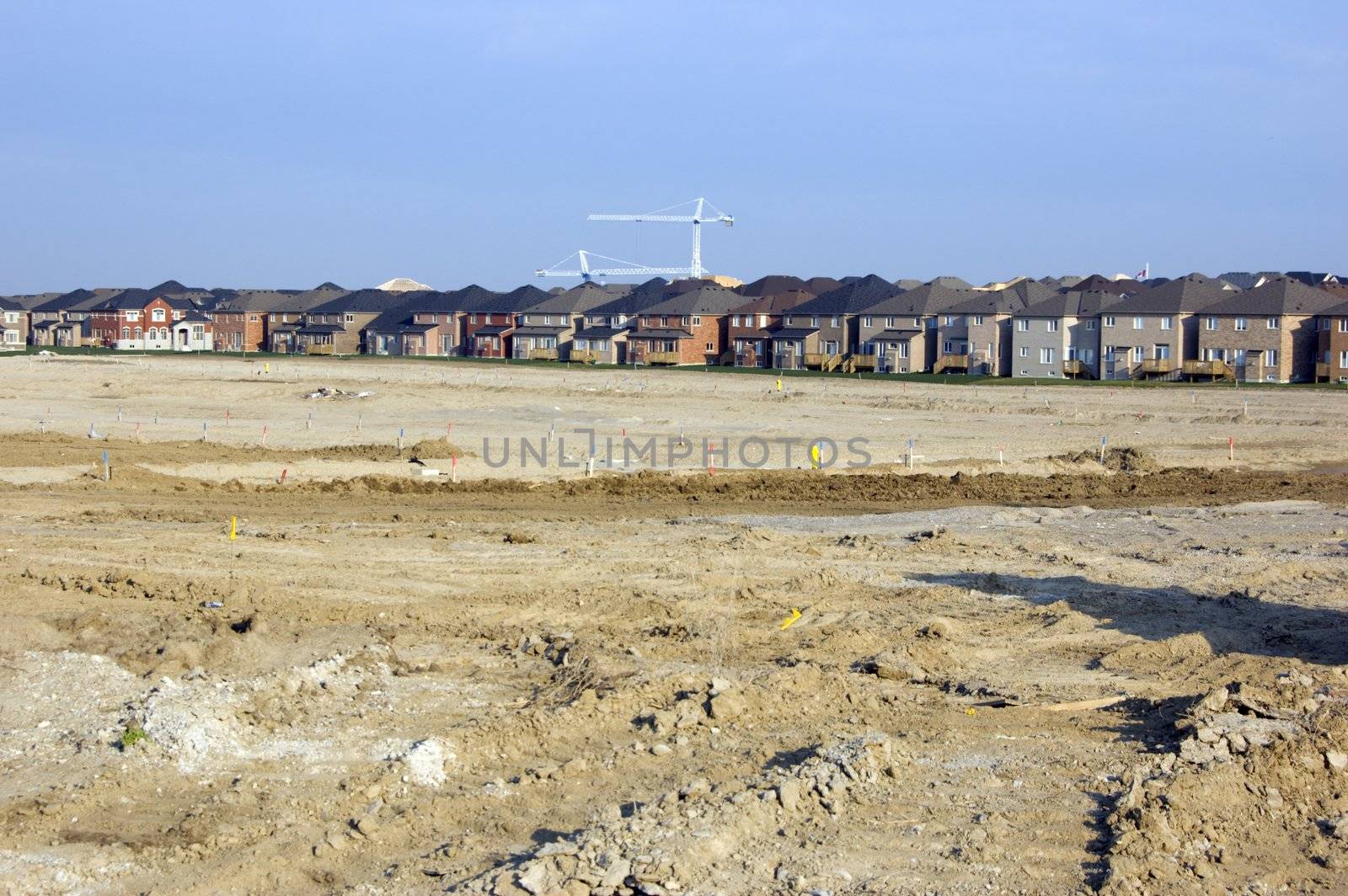 New houses and house's construction sites