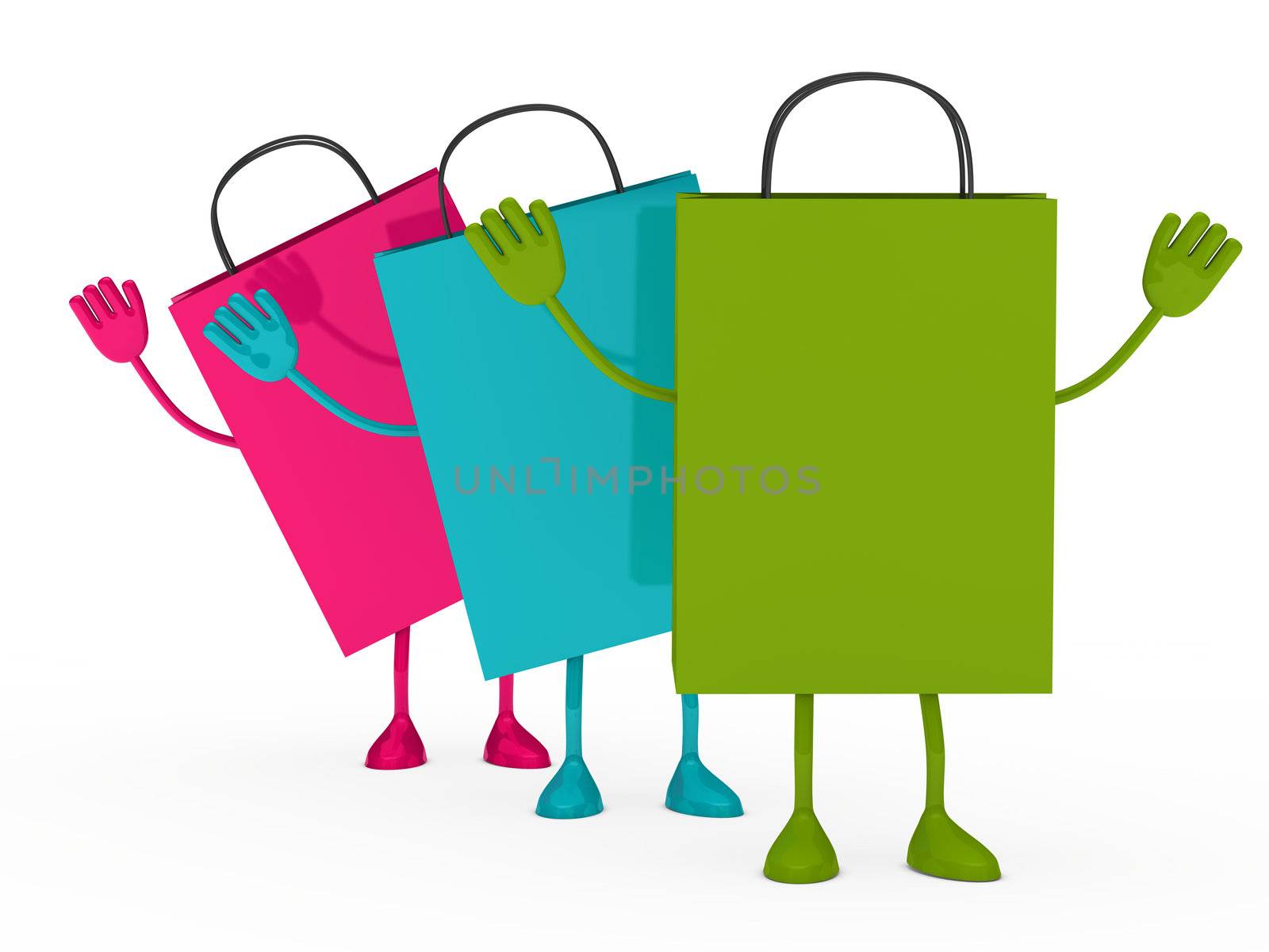 Colorful sale percent bags stand and wave