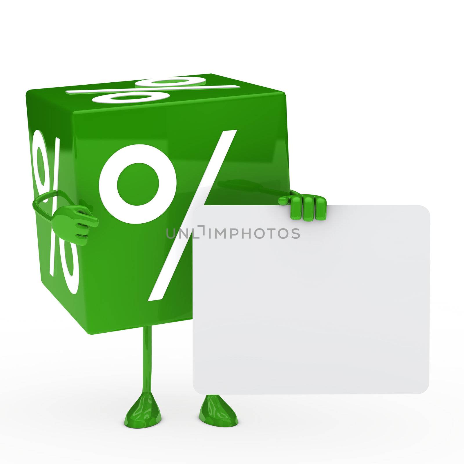 green sale cube shows finger on billboard