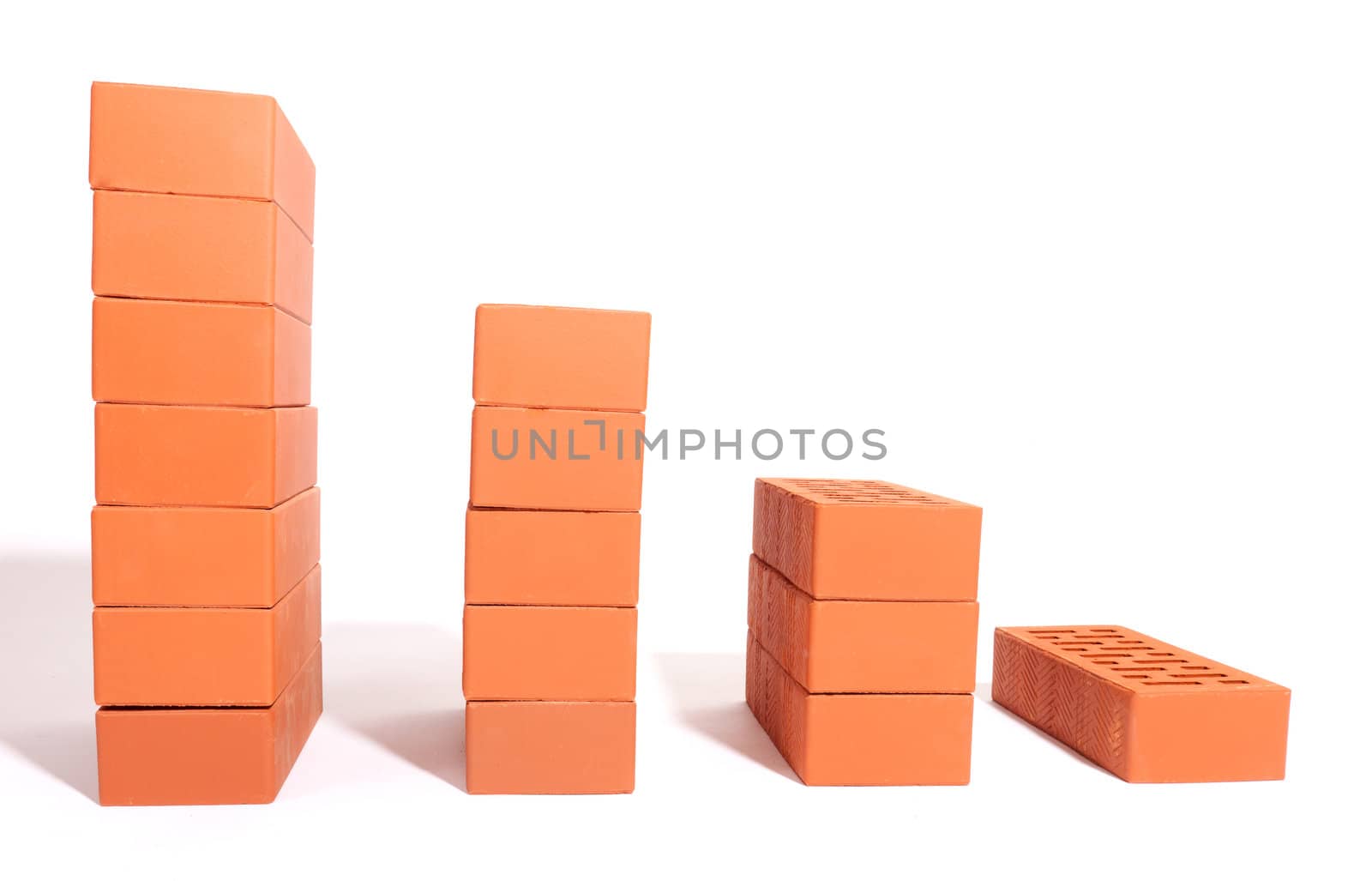red brick, photo on the white background