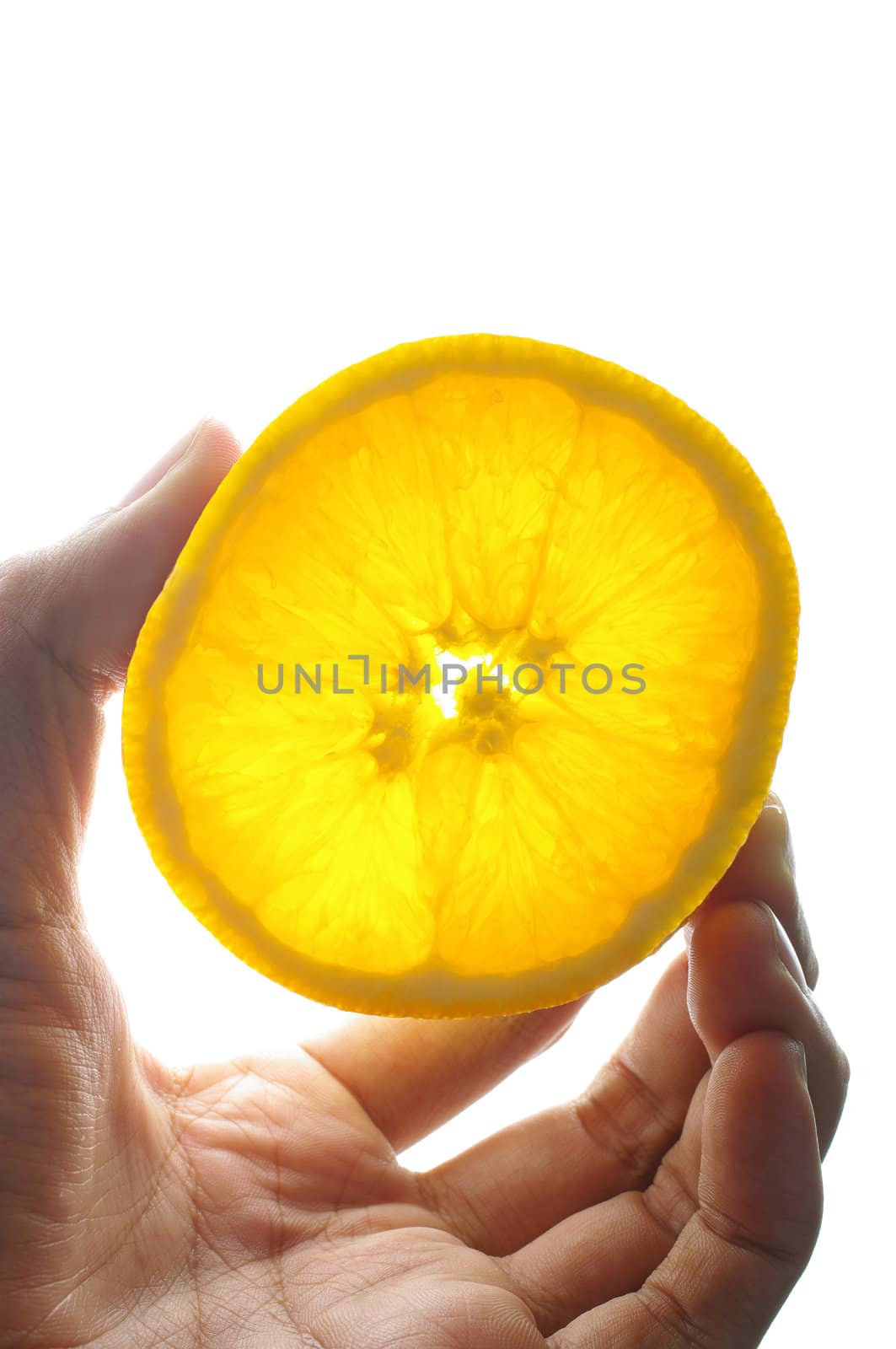Pick up the orange sliced, Fruit background