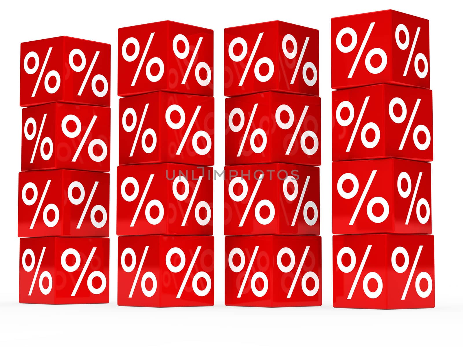 many red sale percent cubes high tower