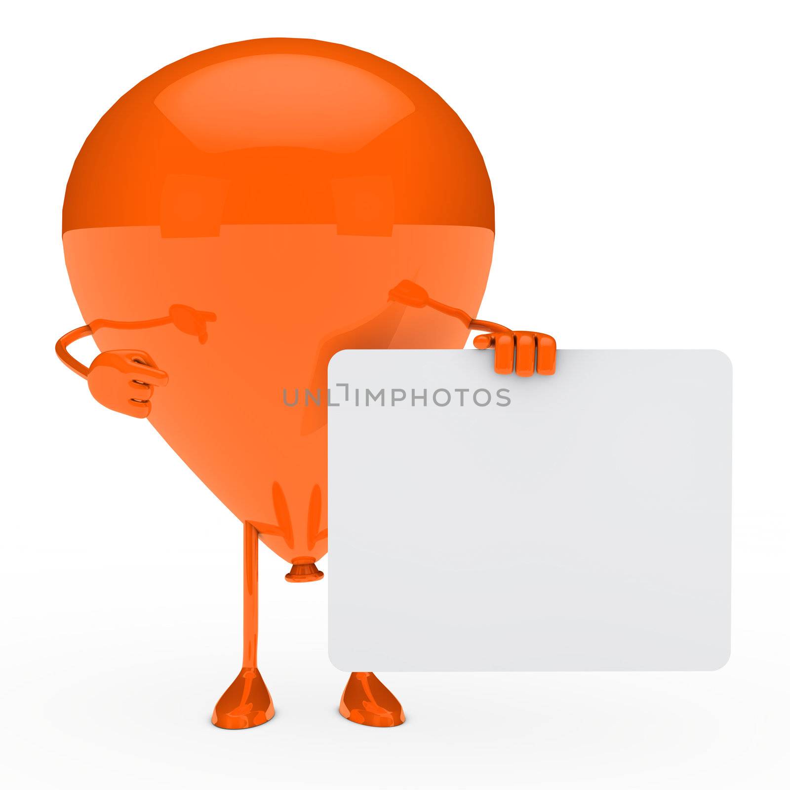 orange party balloon shows finger on billboard