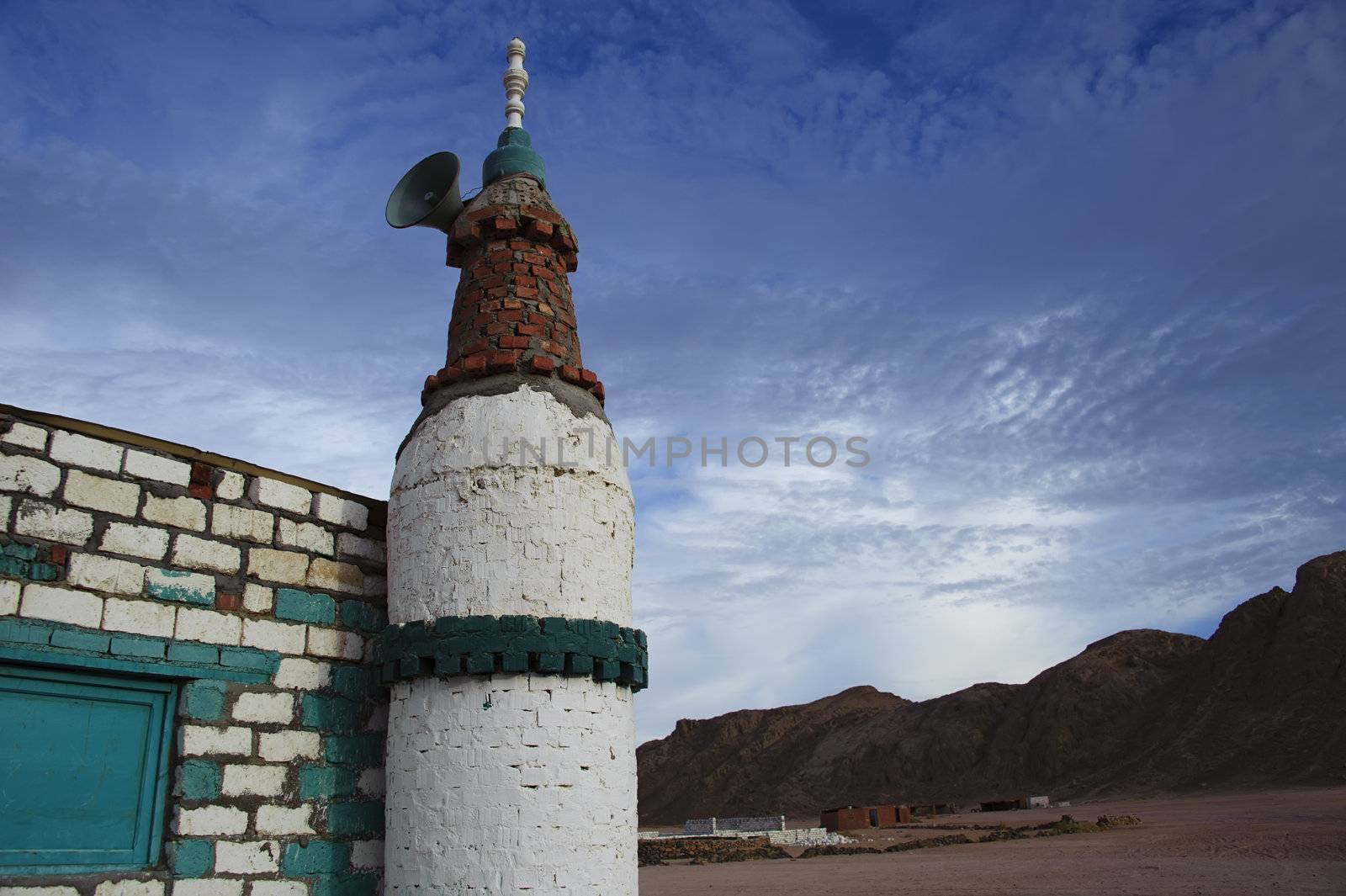 the mosque of settlement of Bedouin tribe in Sahara desert near Hurghada by jackq