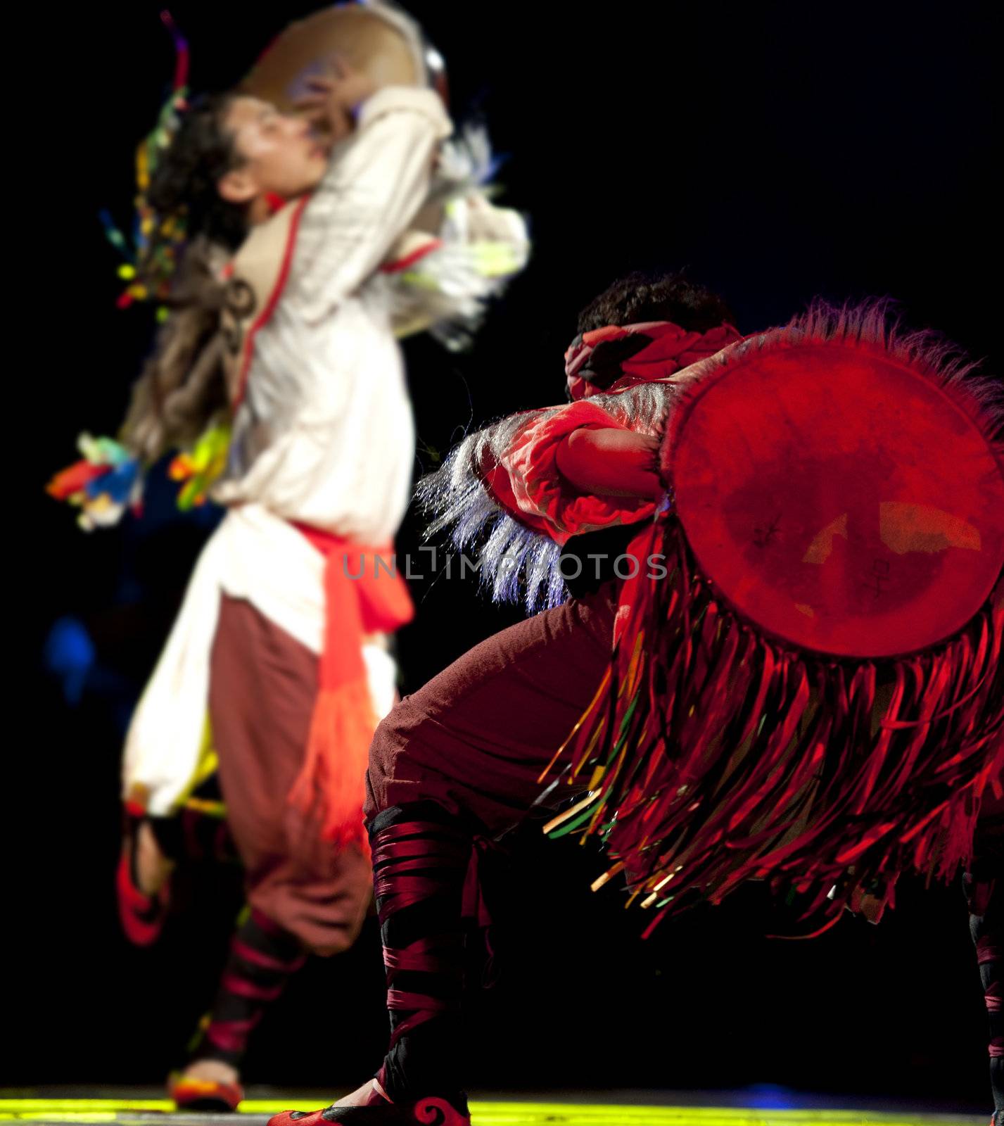 CHENGDU - SEP 28: chinese Qiang ethnic dance performed by song and dance troupe of Aba Tibetan and Qiang autonomous prefecture at experimental theater.Sep 28,2010 in Chengdu, China.