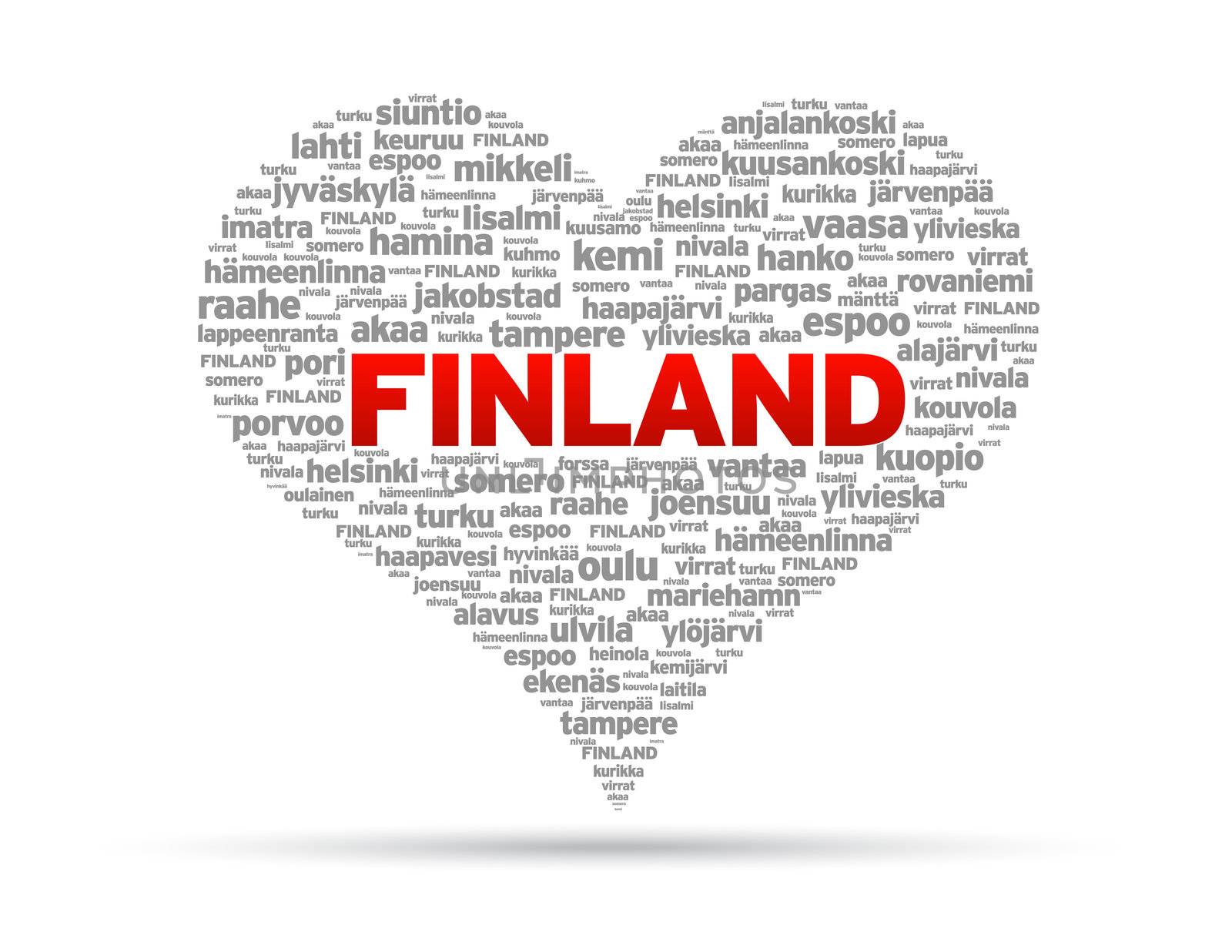 I Love Finland Illustration on white background.