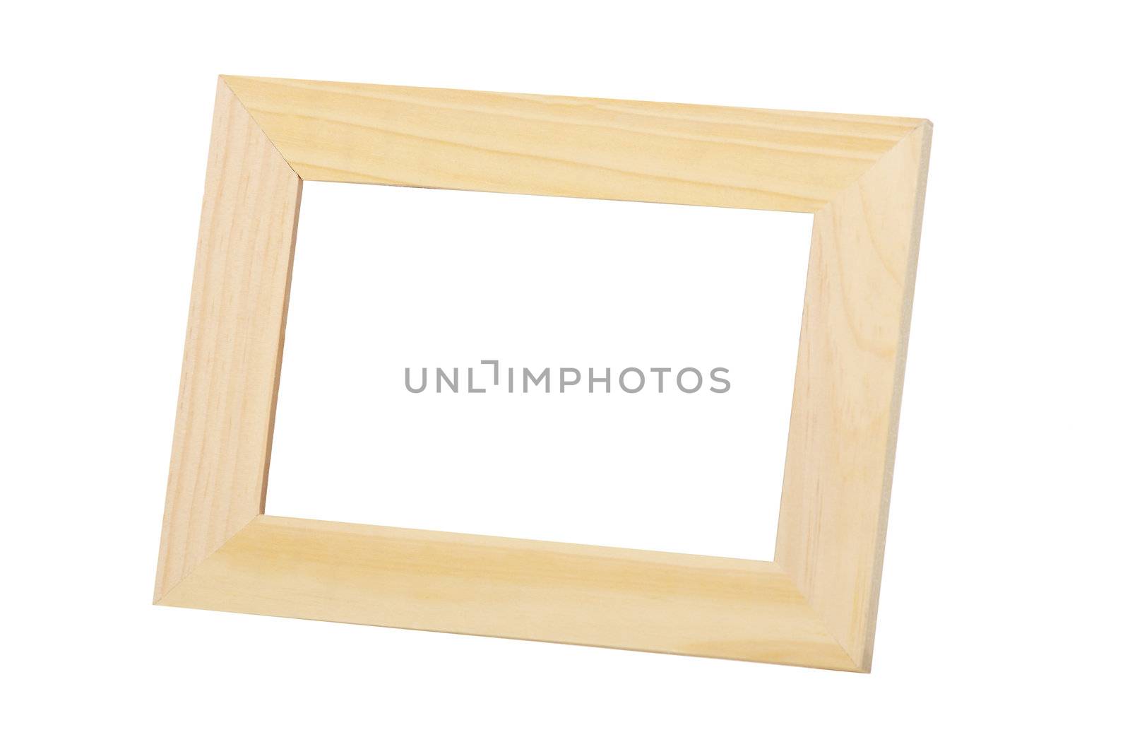 Wooden frame for painting or picture on white background