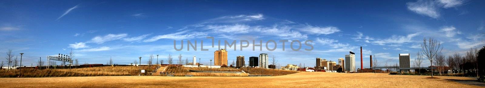 Birmingham Alabama panorama. Skyline as seen from Railroad Park