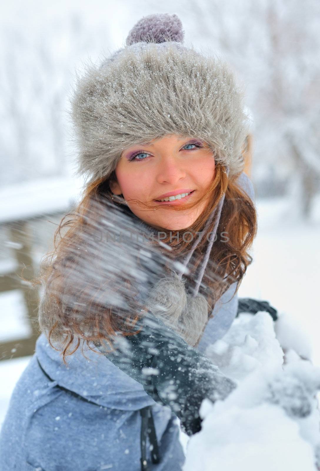 Young Beautiful Woman in winter time