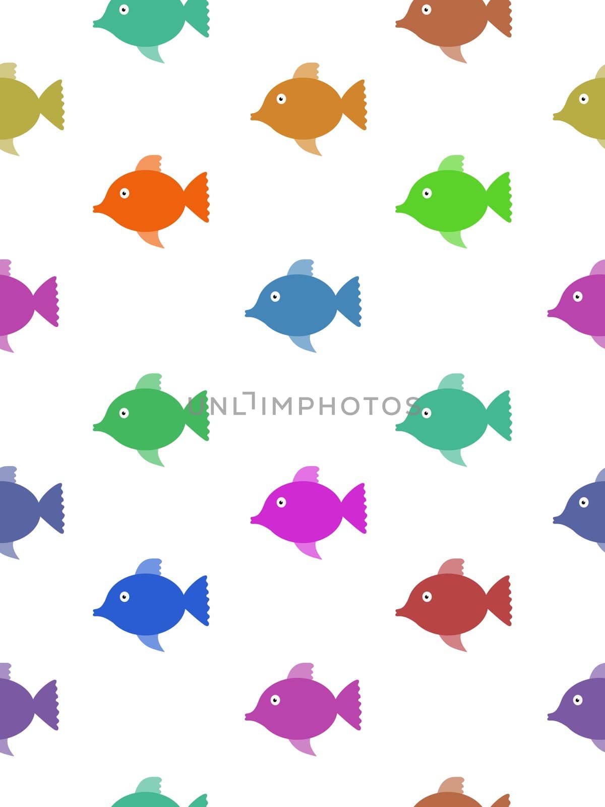 Illustration of many colourful fish creating a seamless background