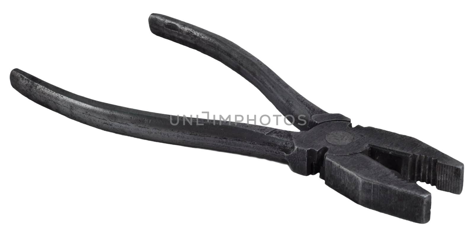 Isolated on white object tool: the pliers made in the USSR in 1950th years.
