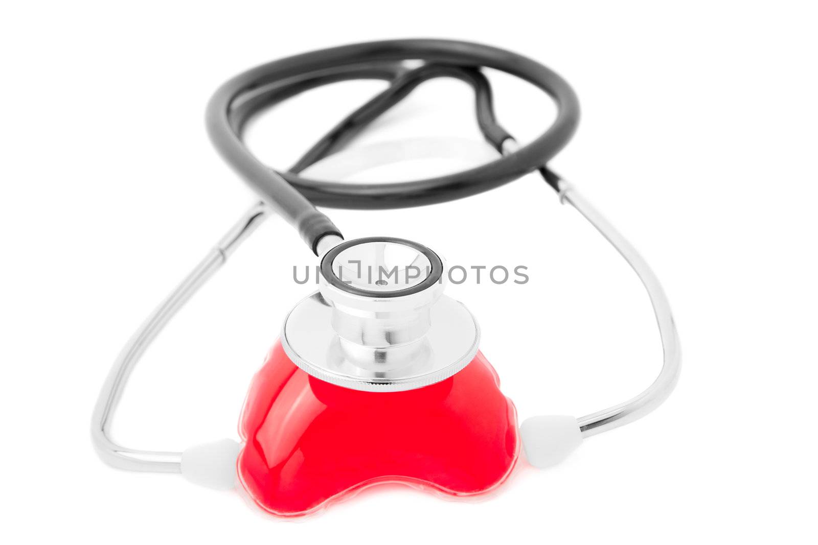 Heart and stethoscope isolated on white background 