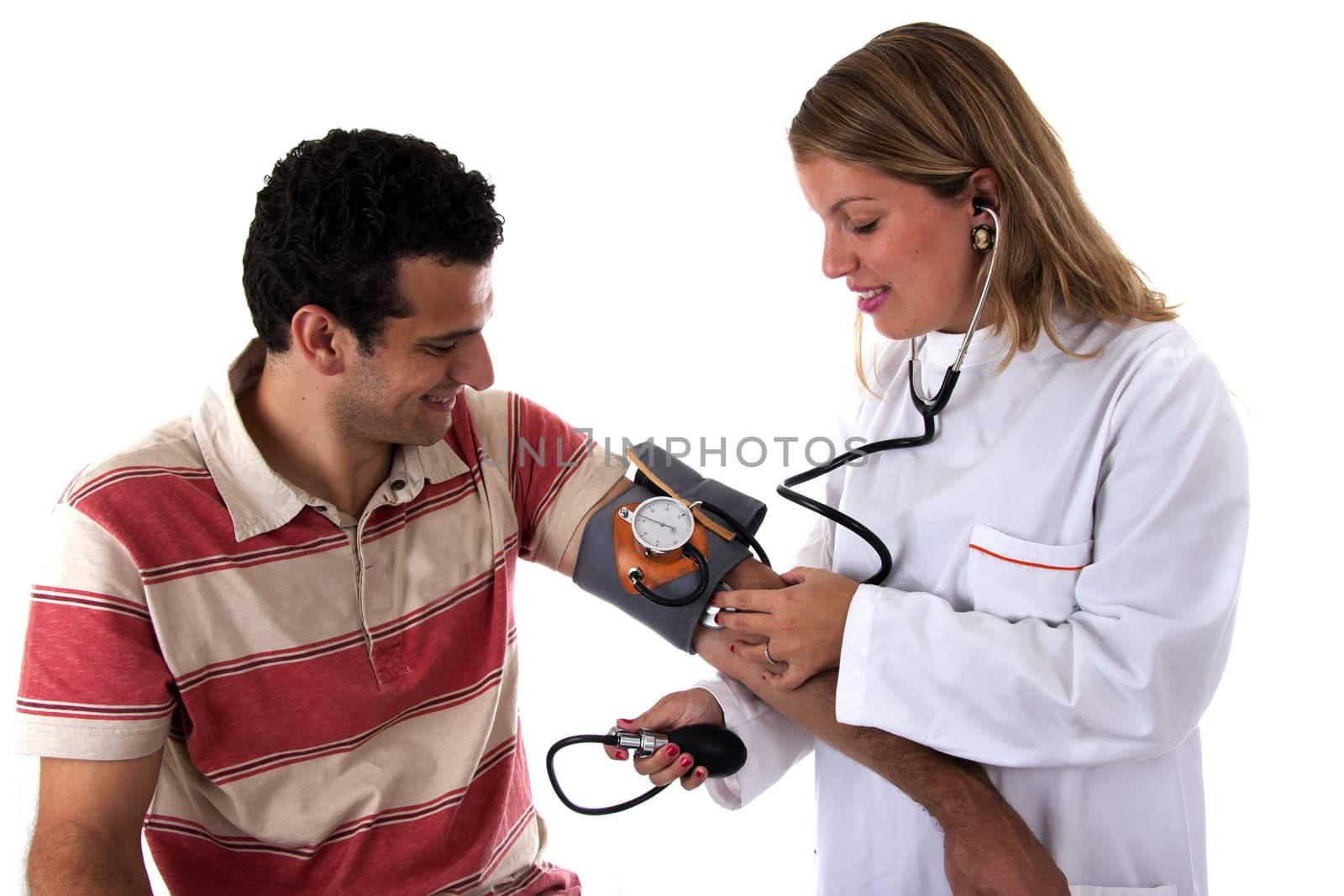 doctor measuring blood pressure by jfcalheiros
