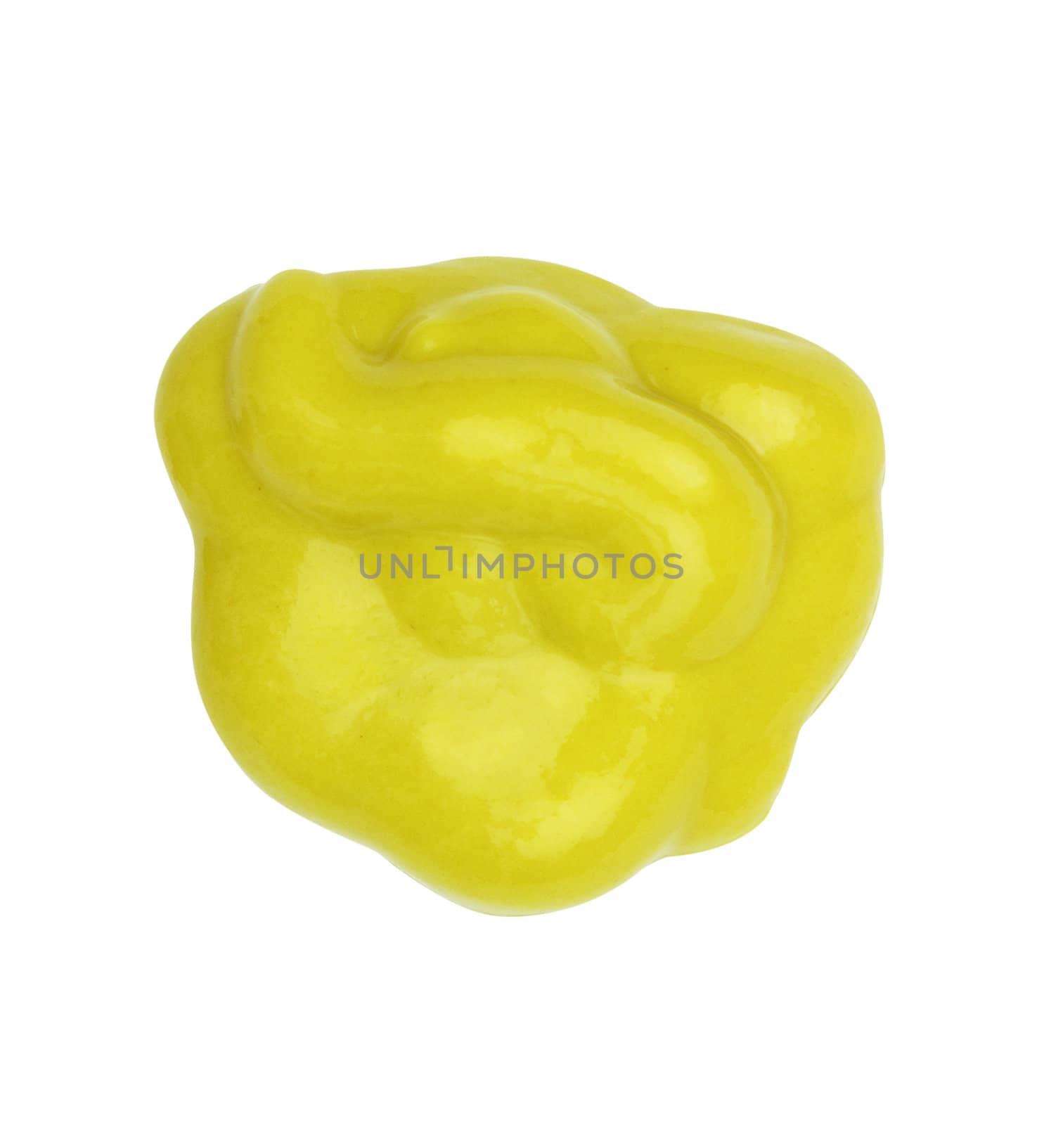 Dollop of yellow mustard isolated on a white background with clipping path included.