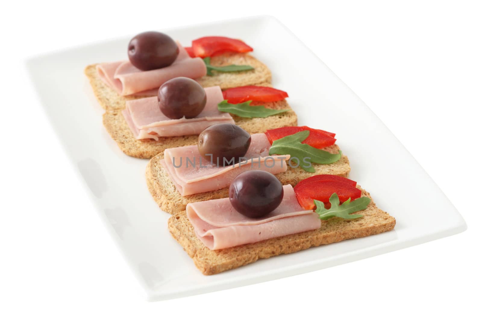 toasts with ham