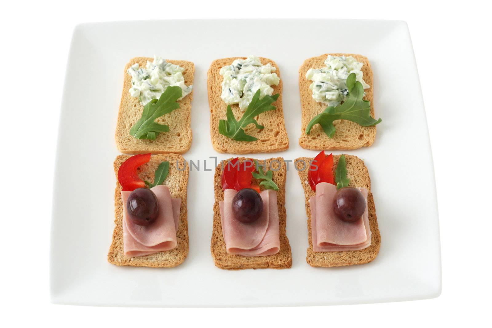 toasts with ham and cream cheese