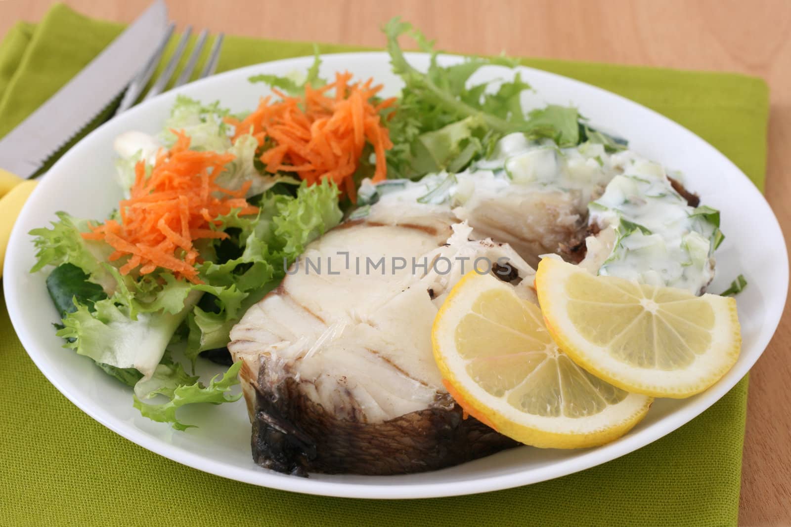 boiled fish with salad by nataliamylova