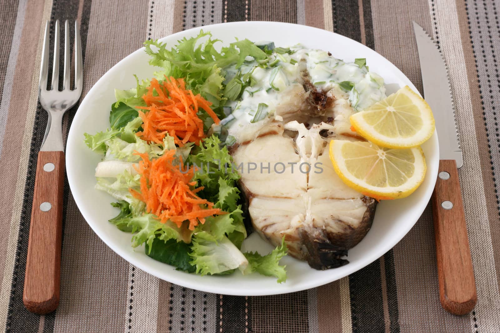 boiled fish with salad by nataliamylova