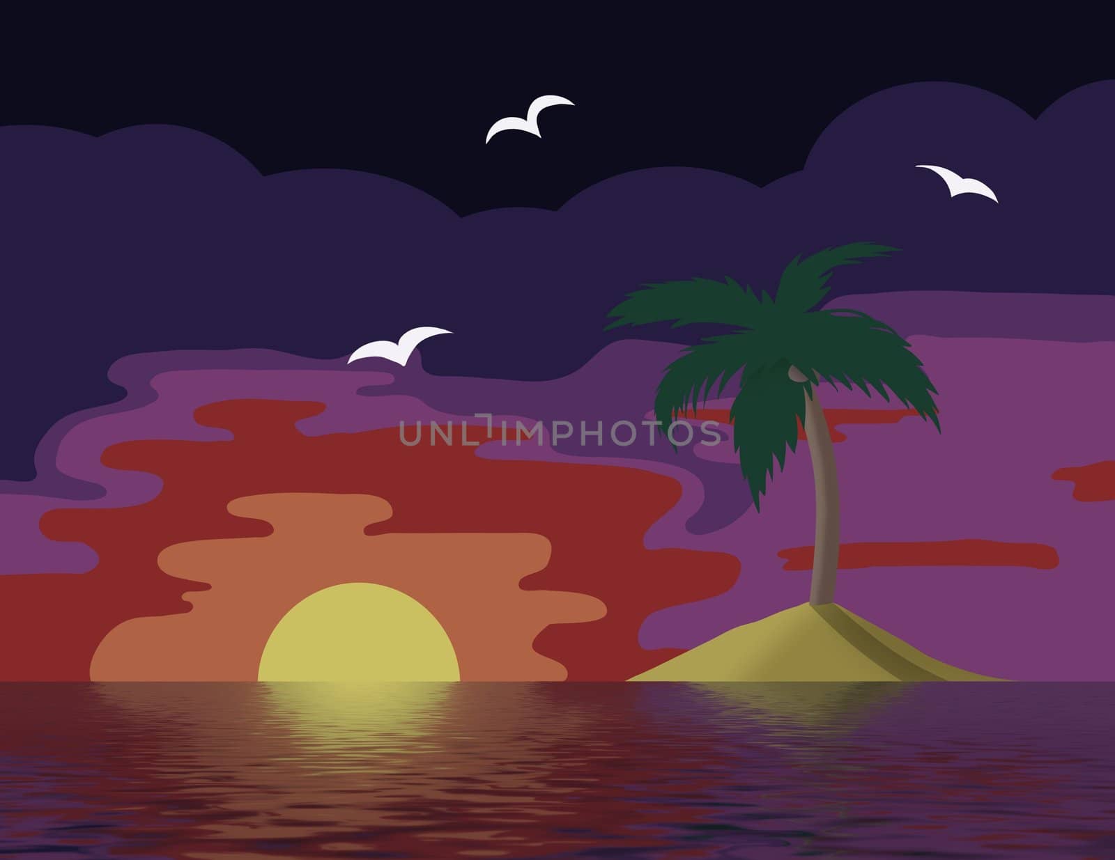 Illustration of a desert island