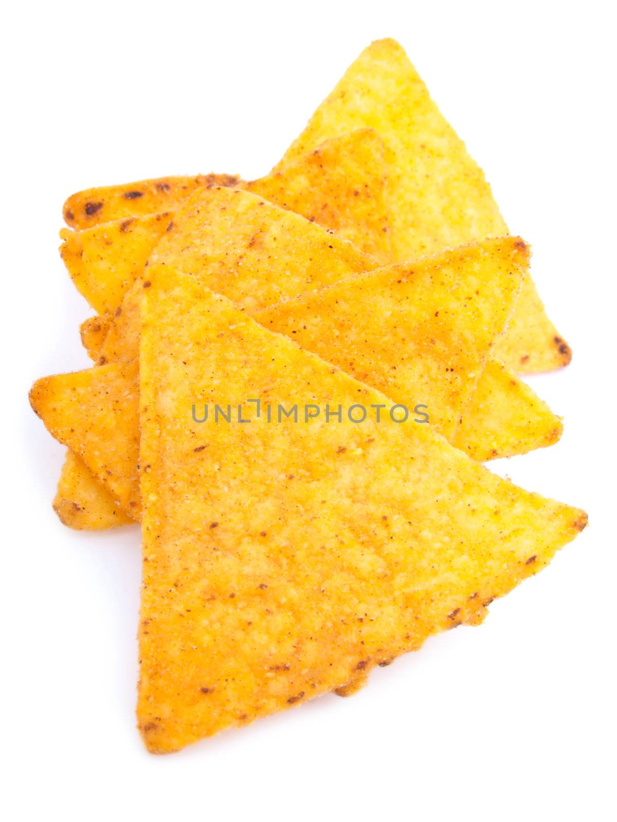 mexican nachos isolated on a white background  by motorolka