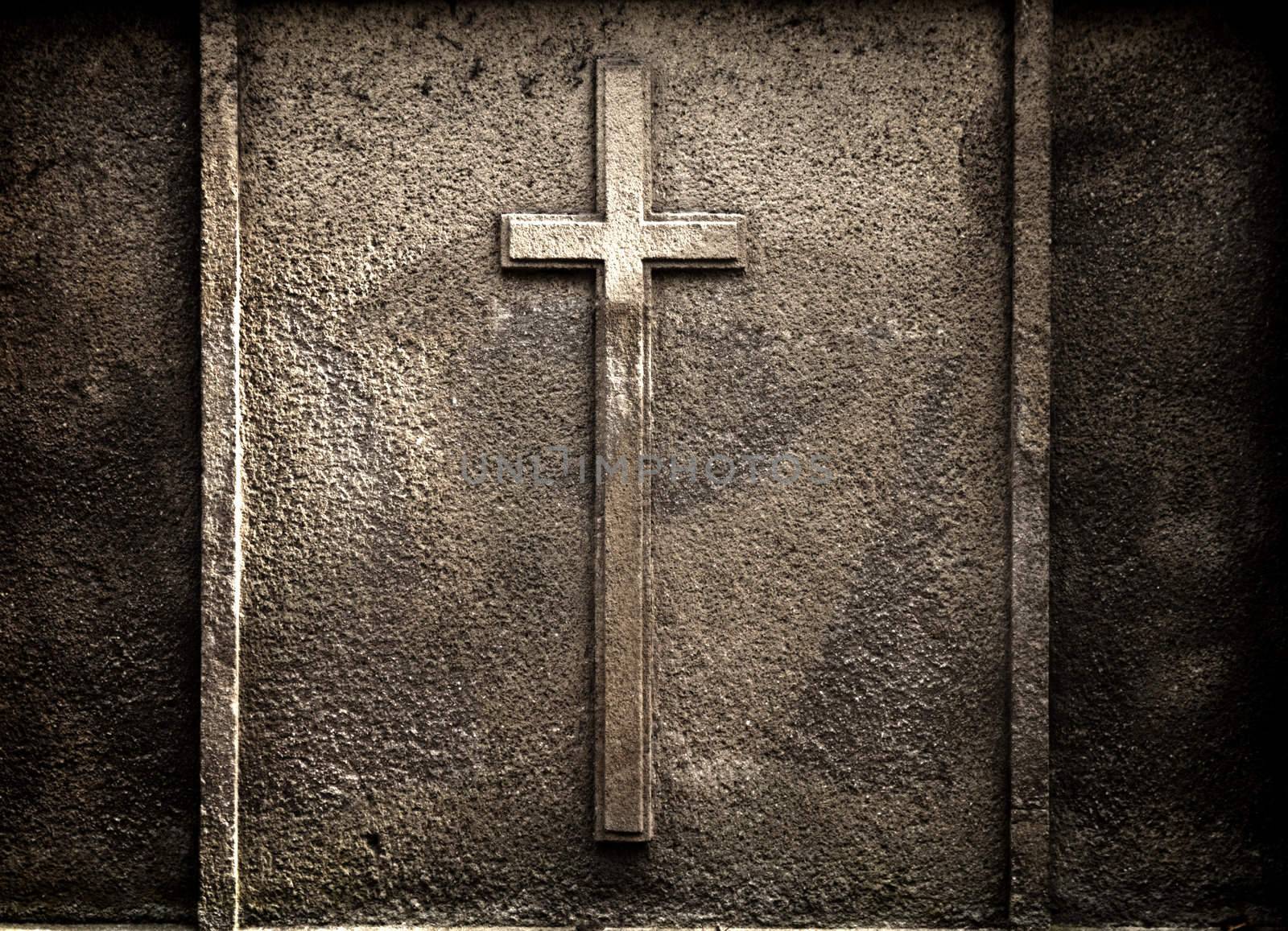 cross on wall background 