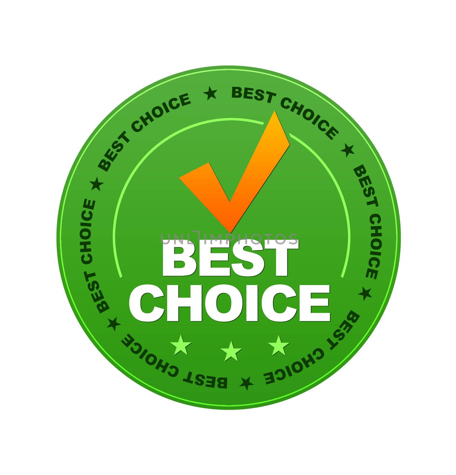 Green Best Choice Button on white background.