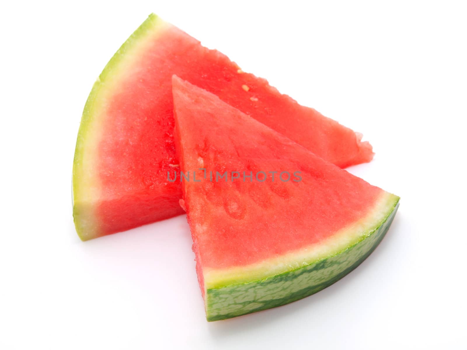 two slice of water-melon on white background  by motorolka