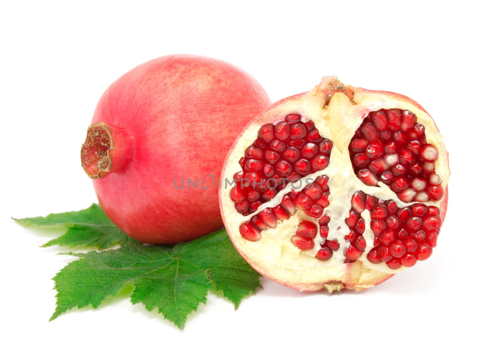 Pomegranate fruit, isolated on white background  by motorolka