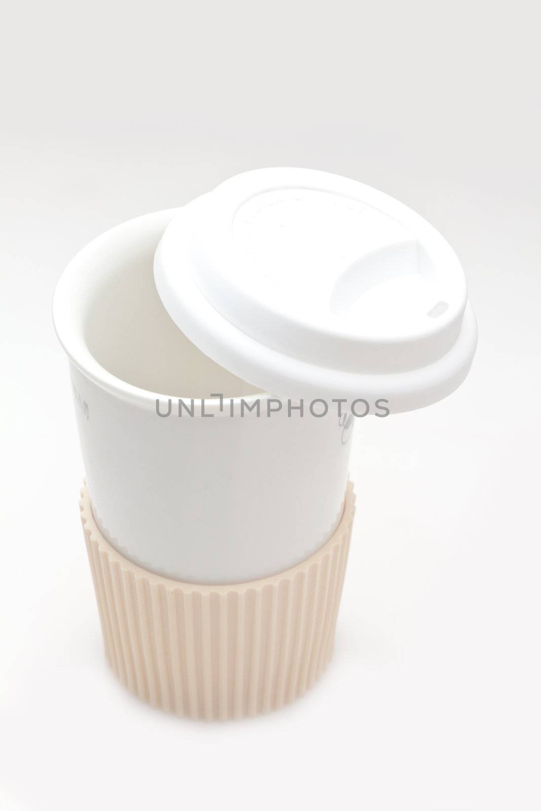 White cup isolated on white background