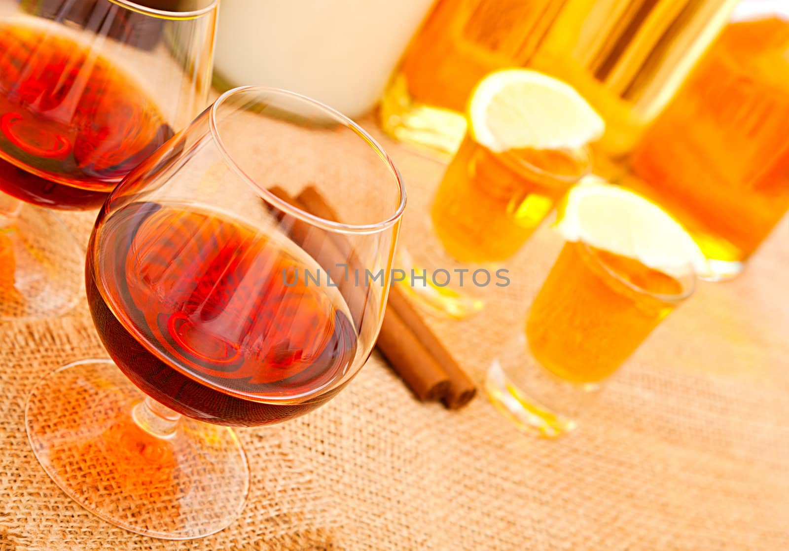 two glass of cognac 