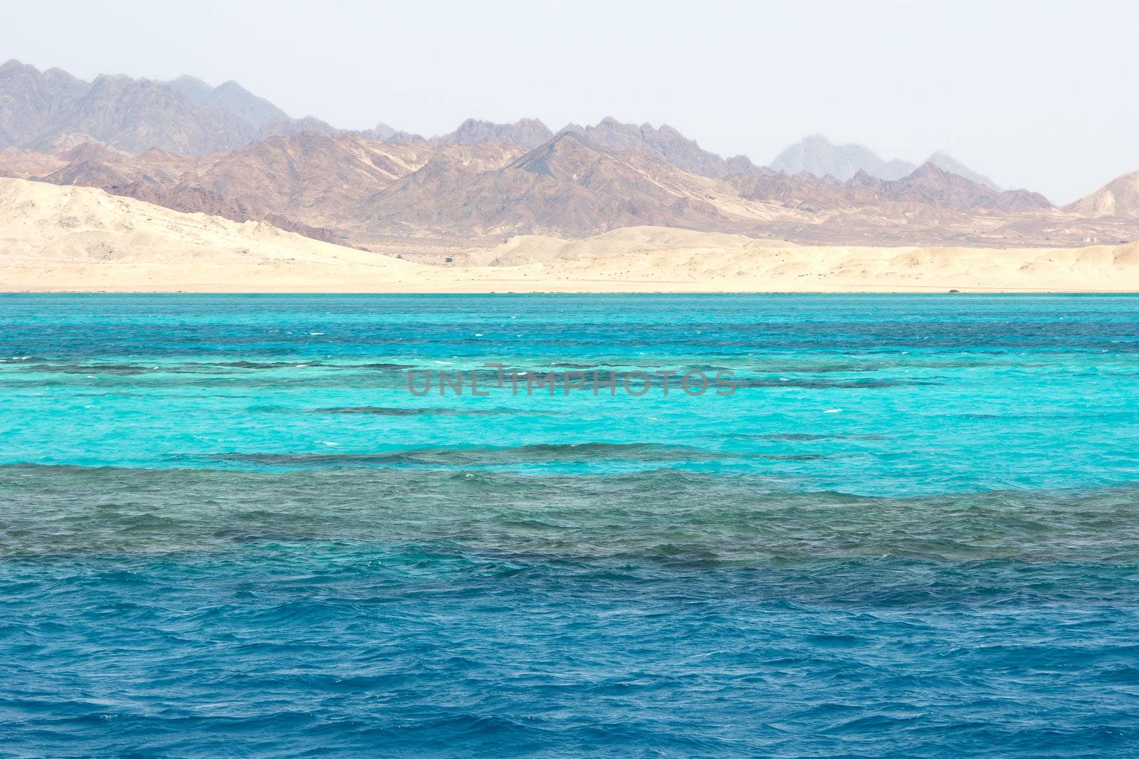 Landscape in Ras Mohammed National Park in the Red Sea with its coral reefs, Egypt.