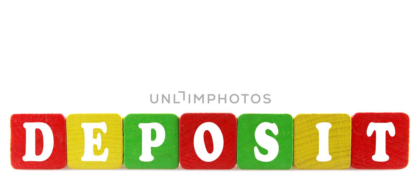 deposit - isolated text in wooden building blocks