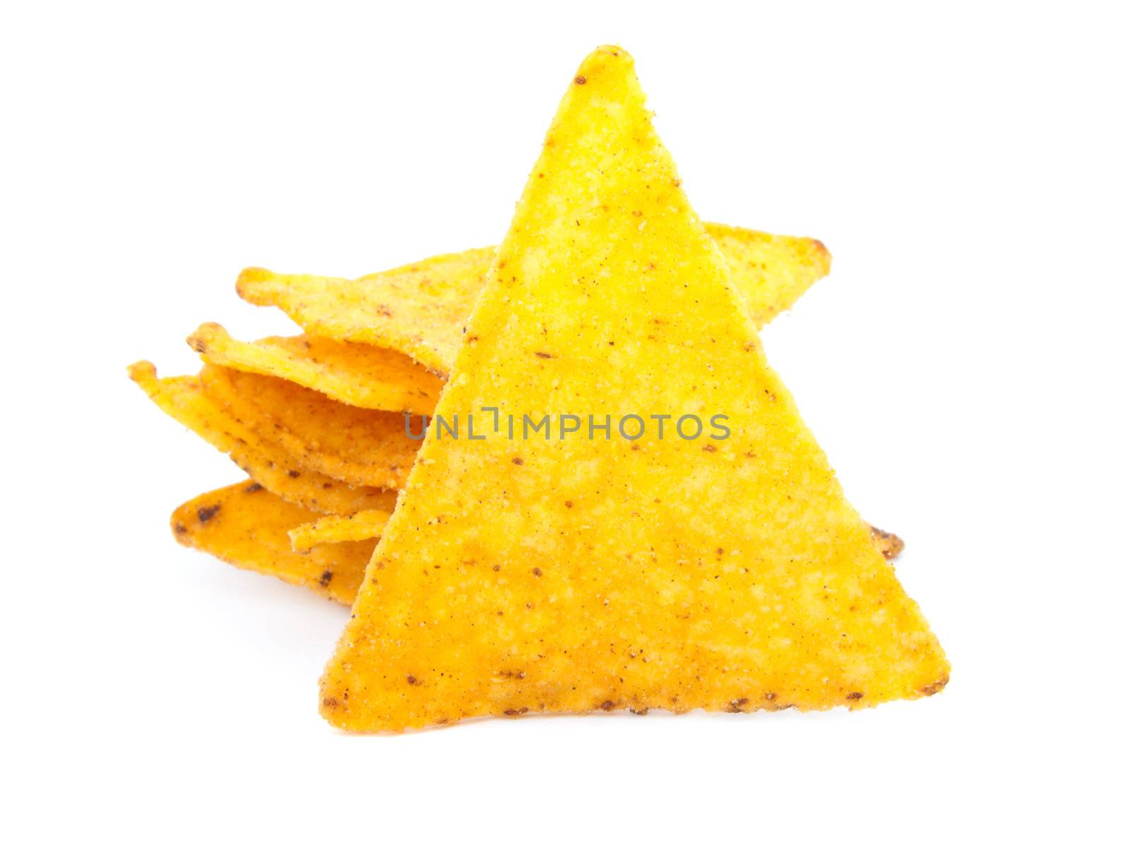 mexican nachos isolated on a white background  by motorolka