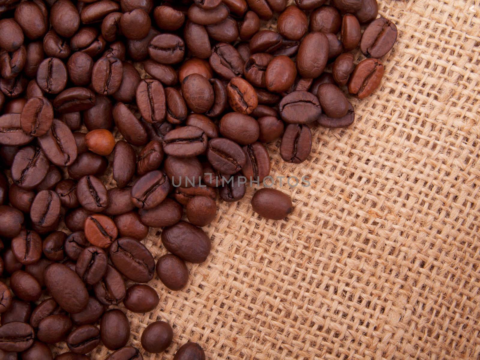 Coffee beans on canvas