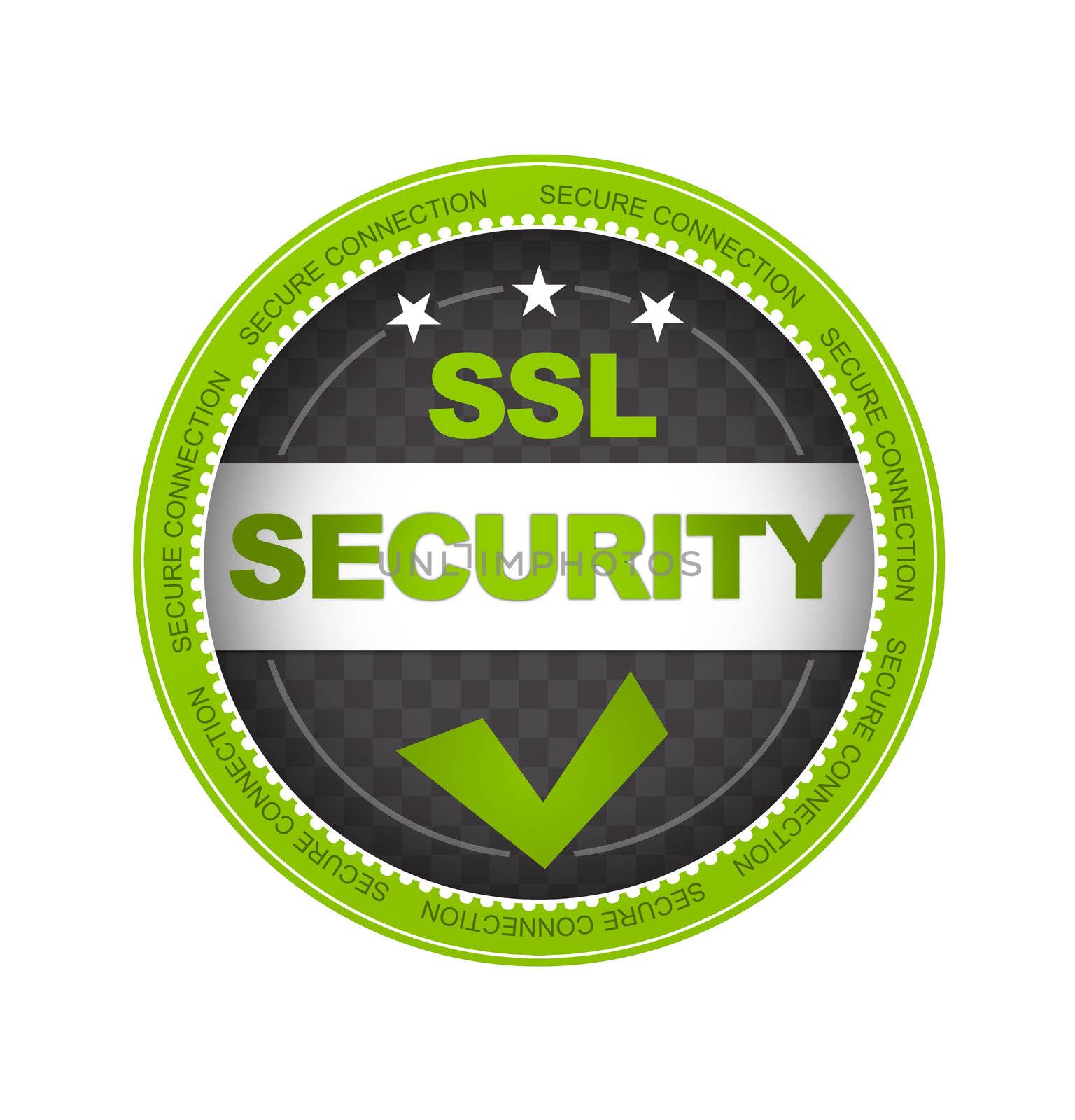 Green SSL Security Button on white background.