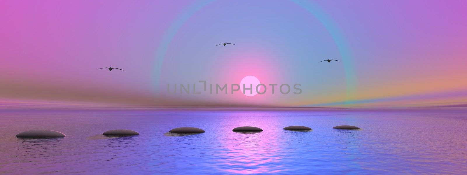 steps and landscape pink