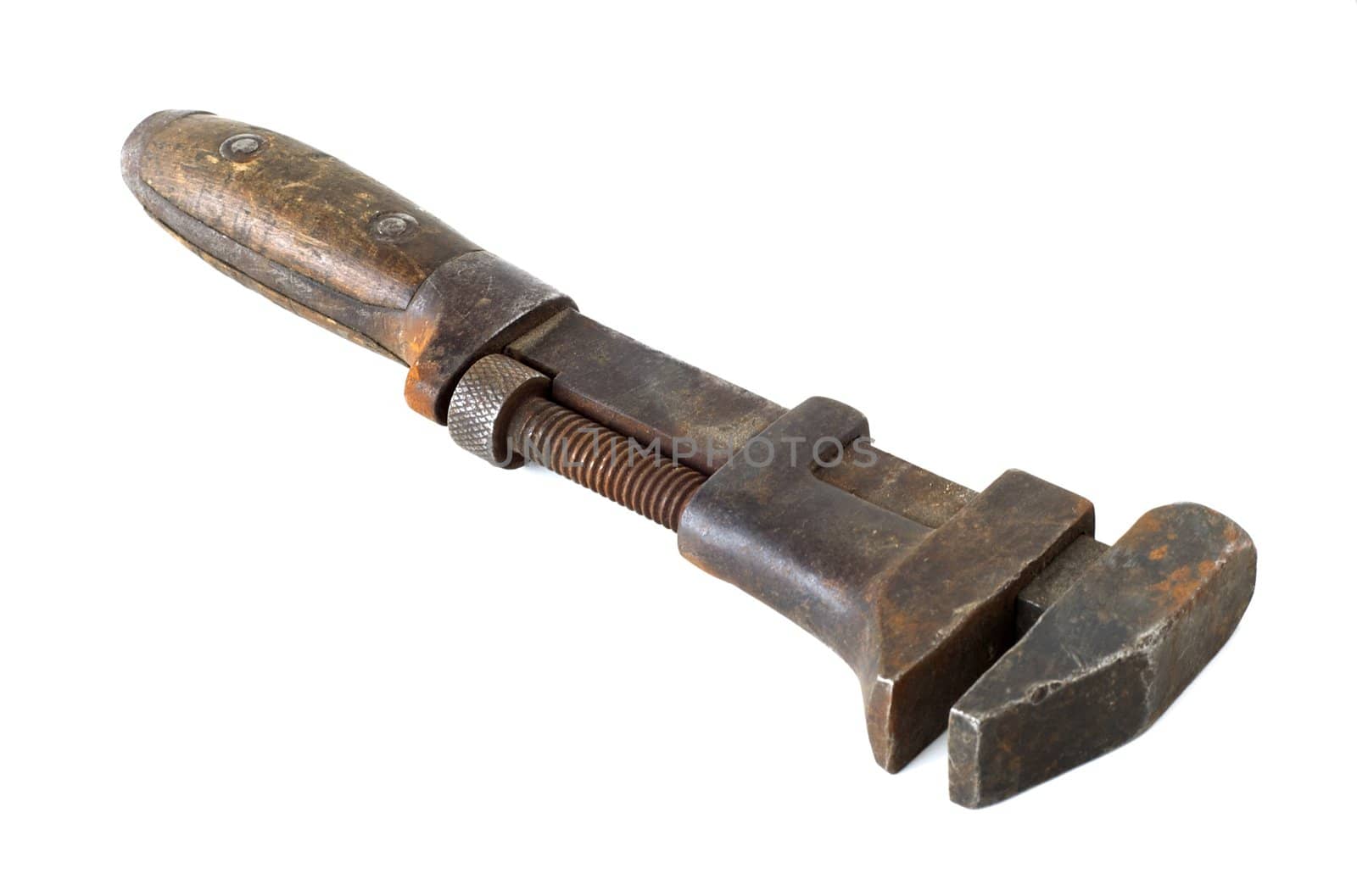 Antique pipe wrench used by a plumber or pipefitter.