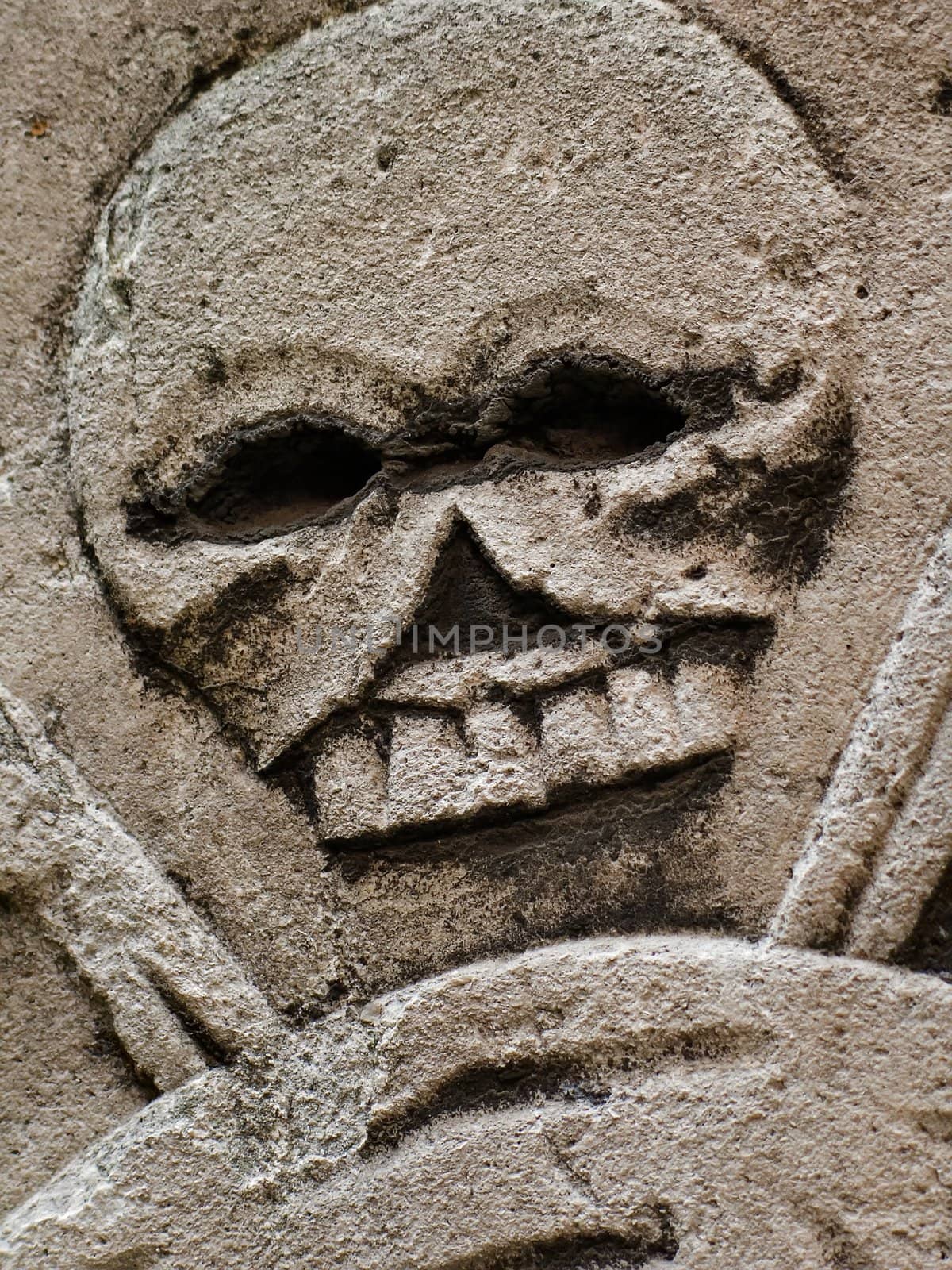 The terrain at the base of gravestones in the Christian tradition a symbol of hell