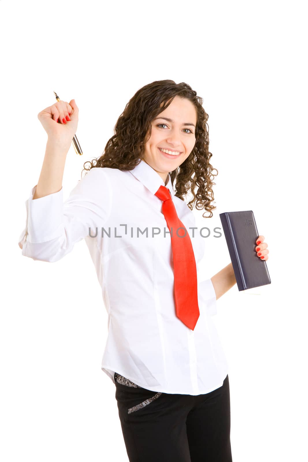 girl dance with book and pen