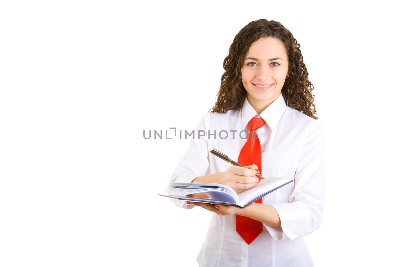 girl of business with pen and book by vsurkov