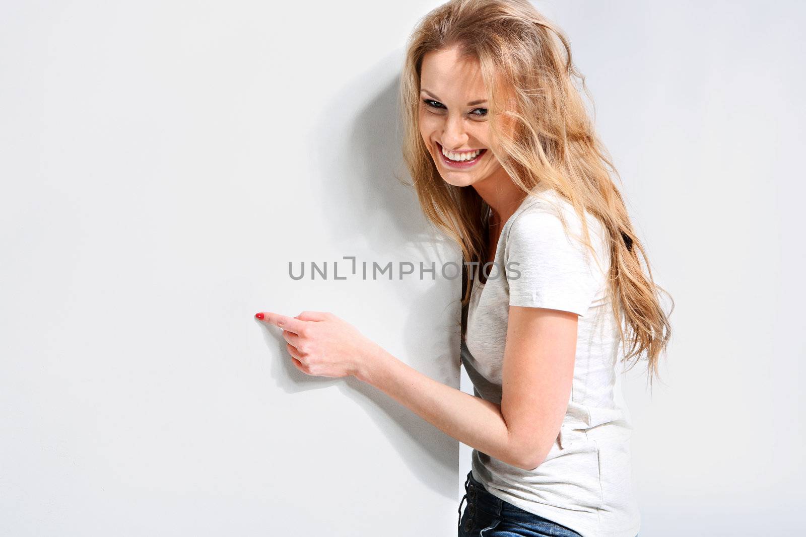 Beautiful girl on a white background