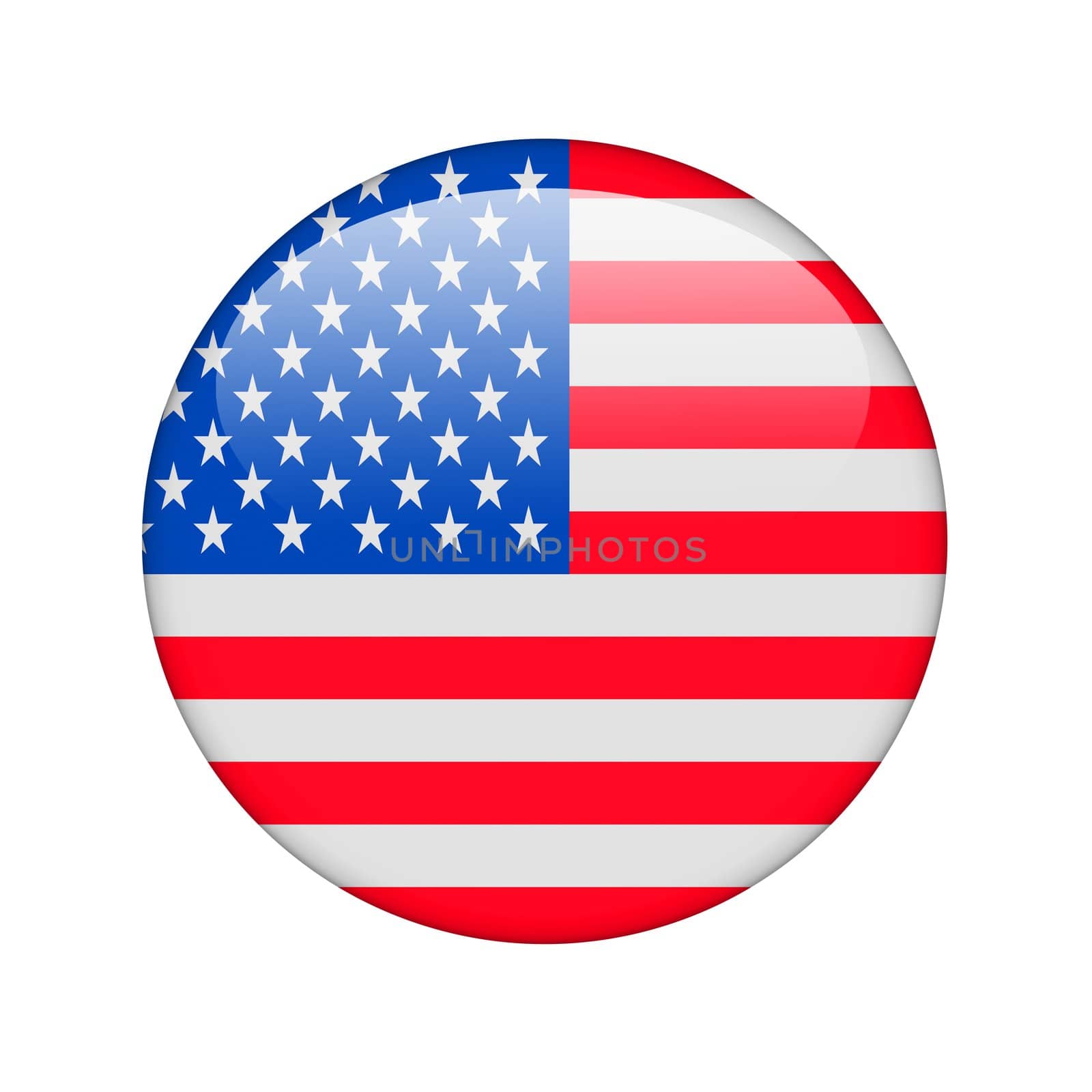 The USA flag in the form of a glossy icon.