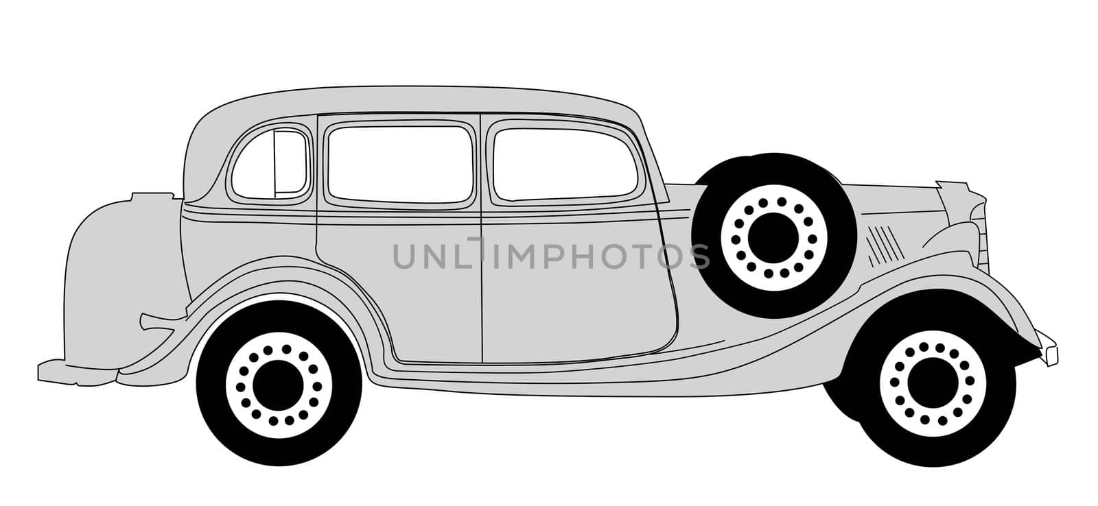 retro car on white background, vector illustration