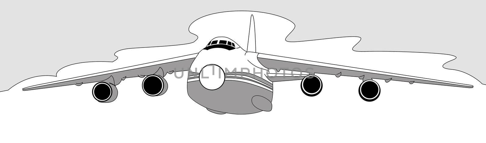 plane silhouette on white background, vector illustration