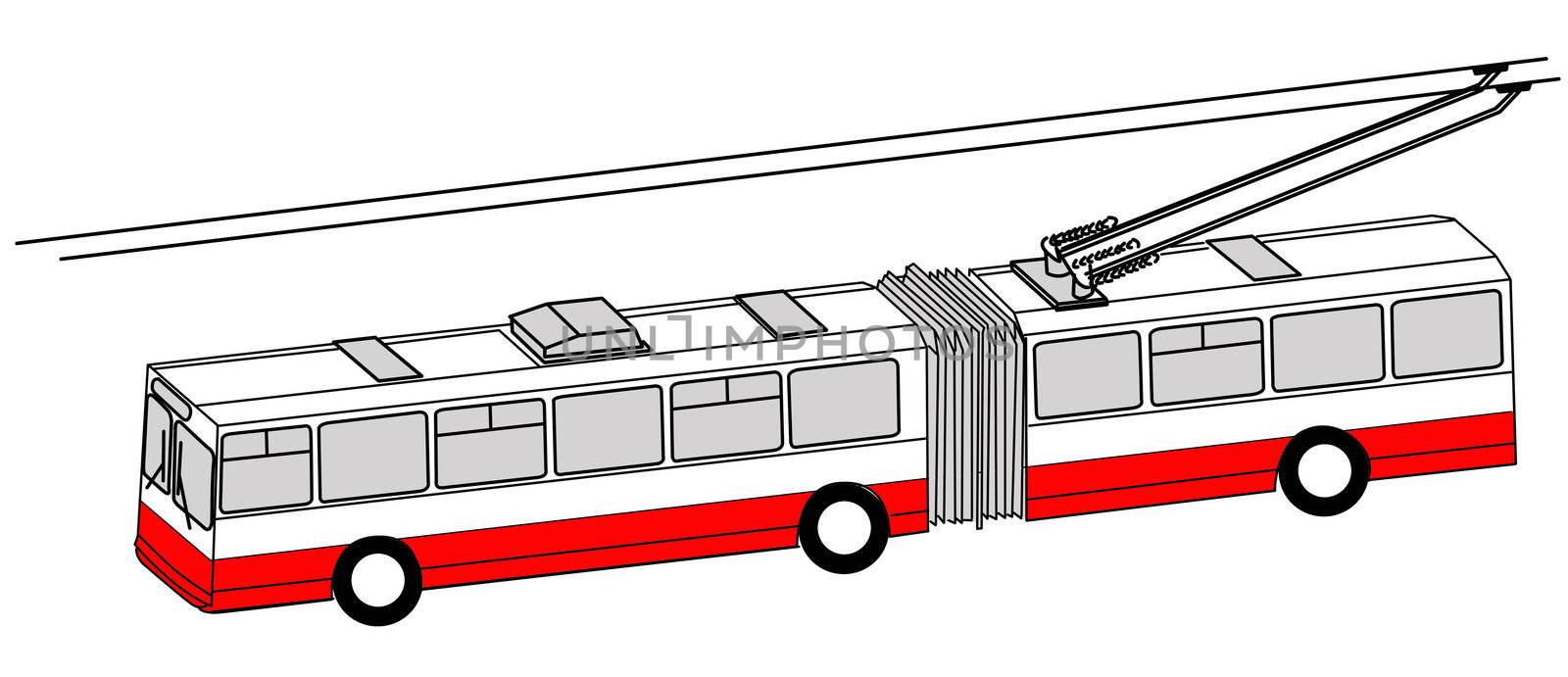 trolley bus silhouette on white background, vector illustration by basel101658