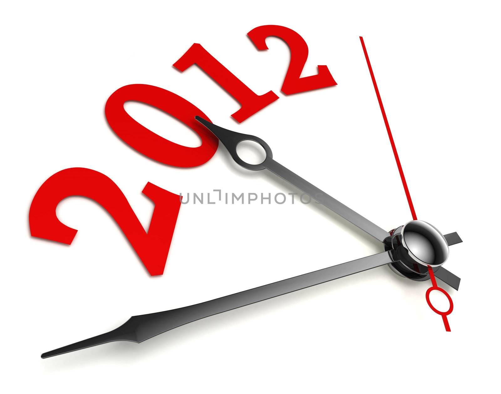 new year 2012 concept clock closeup on whte background