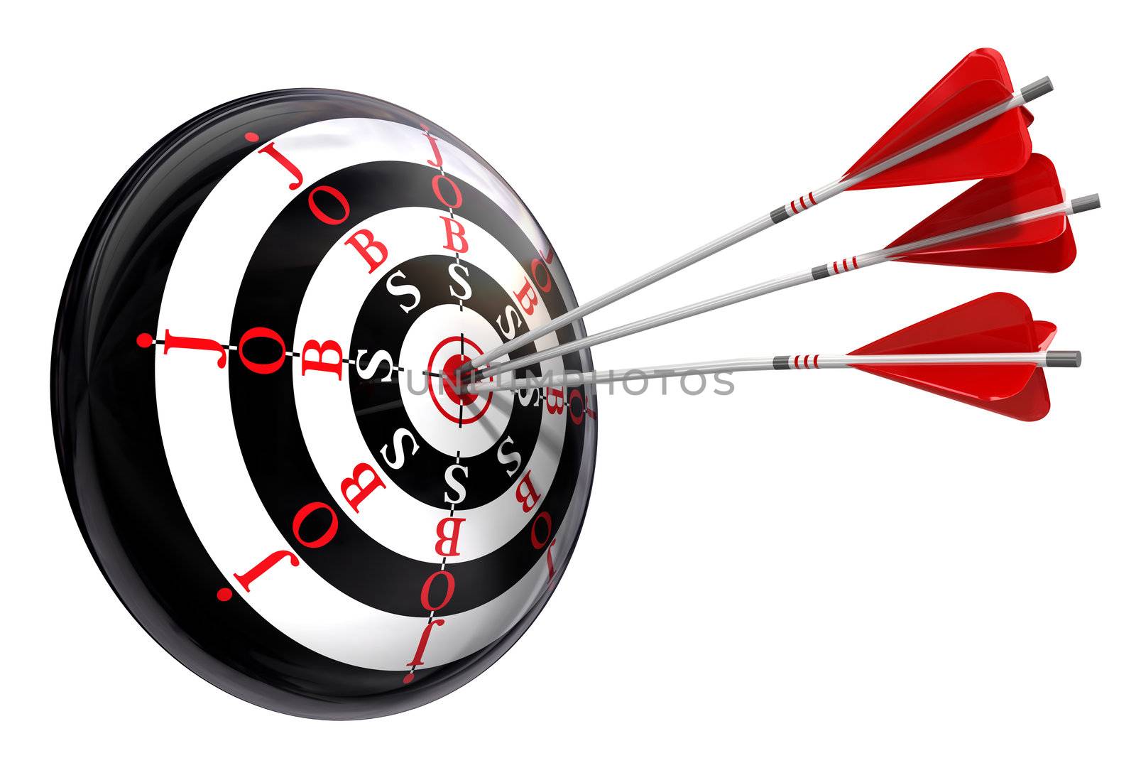 jobs concept target with three arrows isolated on white background