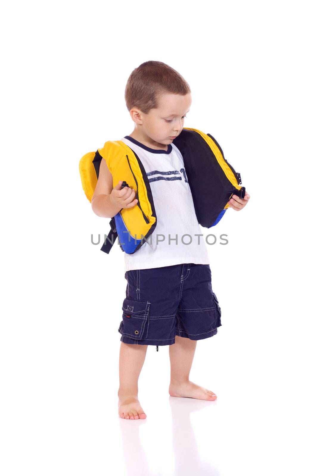 Cute little boy with a life jacket