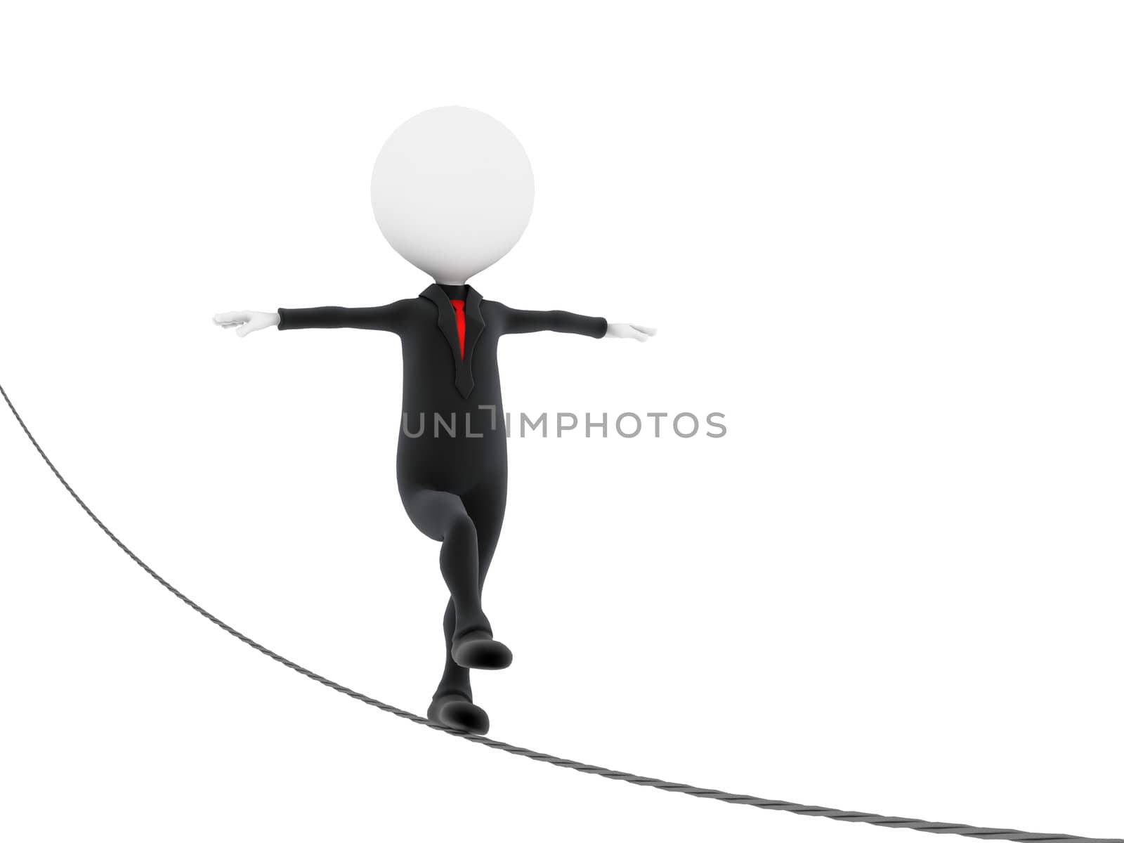 3d businessman in suit ready to take risky steps